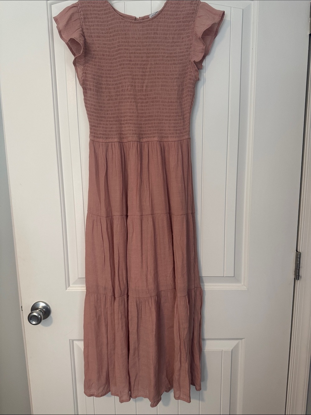 Tiered Maxi Dress in Dusty Mauve with Smocked Bodice
